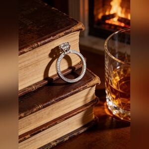 Moissanite 2 Carat 925 Stamped Halo Engagement Ring